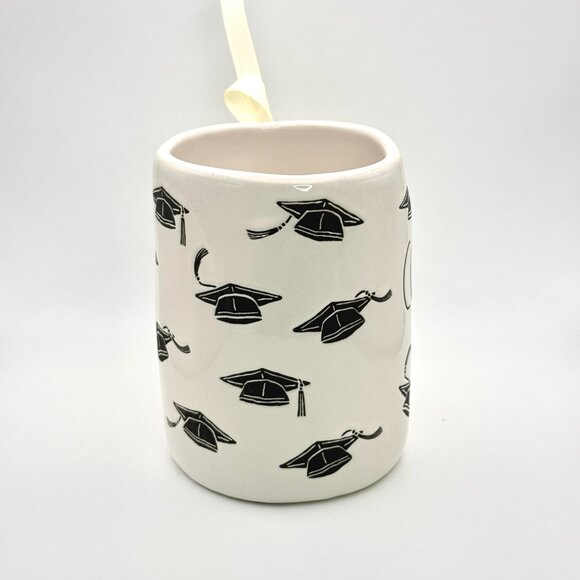CONGRATS GRAD coffee mug with adorned graduation cap pattern by Rae Dunn - Picture 4 of 6